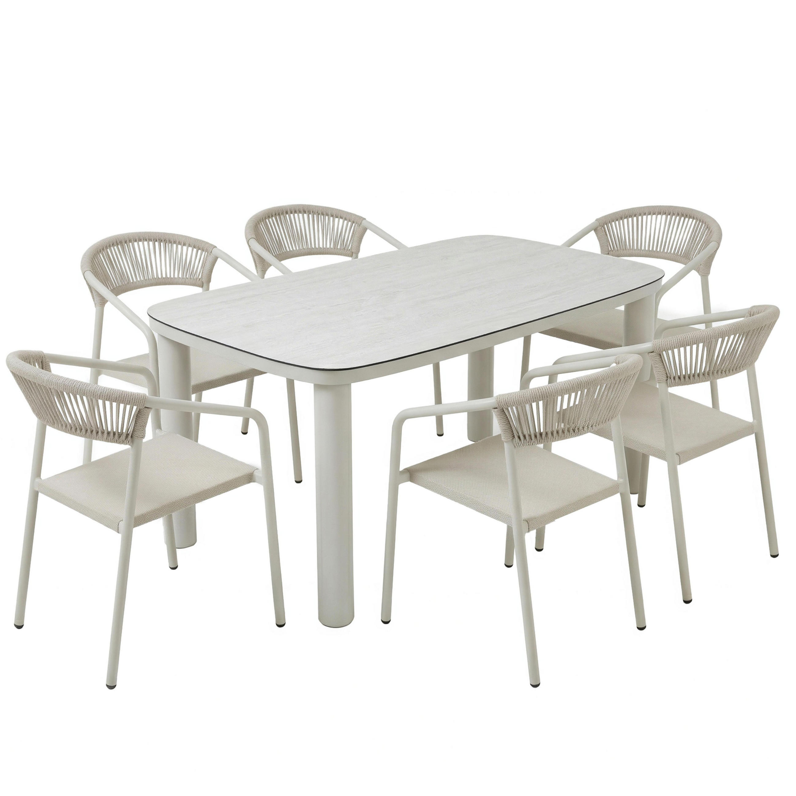 GARTENSET 7-tlg., Beige - Beige, Metall - Oviala