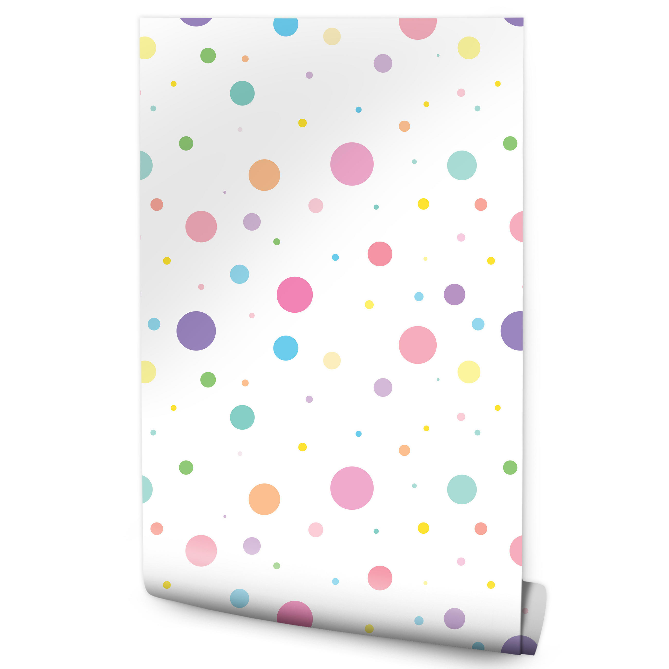 VLIESTAPETE Bunte Pastellpunkte – Bunt, Weiß – 50x1000 cm - Multicolor/Weiß, Papier (50/1000cm) - Muralo