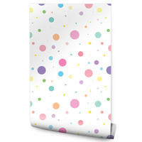VLIESTAPETE Bunte Pastellpunkte – Bunt, Weiß – 50x1000 cm - Multicolor/Weiß, Papier (50/1000cm) - Muralo