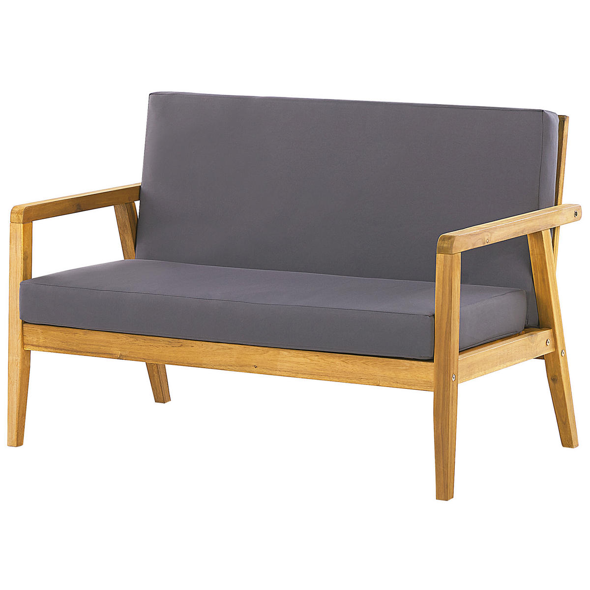 LOUNGE SET 4-Sitzer Hellbraun Auflagen dunkelgrau Pallano - Hellbraun/Dunkelbraun, Holz - Beliani