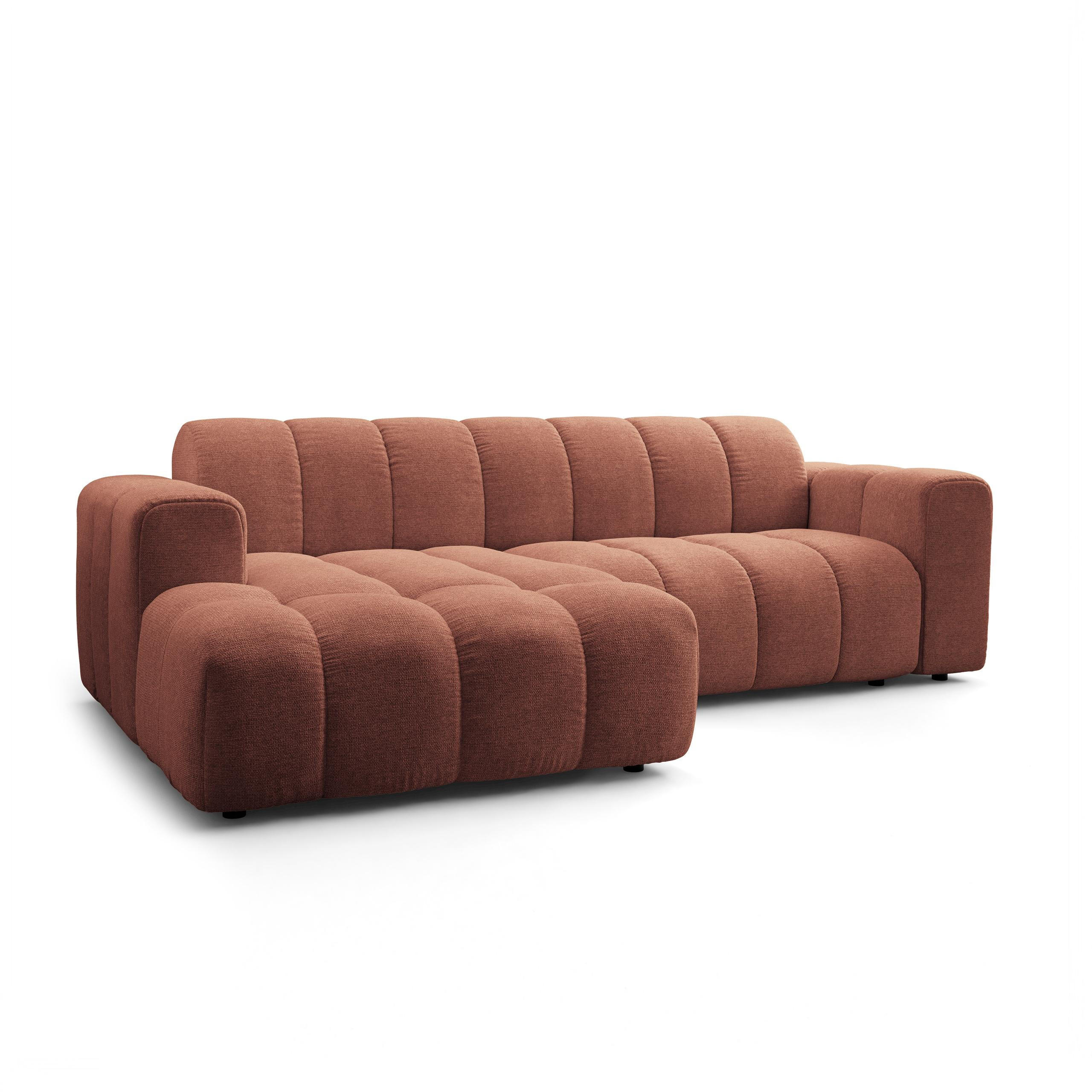 ECKSOFA TISI Orange Strukturstoff - Orange, Holz (274/165cm) - MASSENO