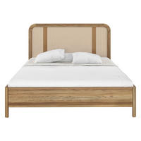 MASSIVHOLZBETT Harmark, Rattan - Kopfteil, Eiche Antik - geölt, 180x200 - Eiche Wotan, Eichenholz/Holz (180/200cm) - Skandica