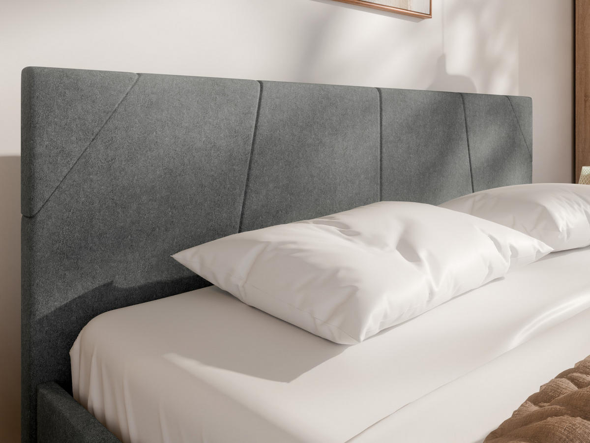 POLSTERBETT ALMORE 160x200cm Elegantes Polsterbett für modernen Wohnstil , 7-Zonen-Taschenfederkernmatratze mit kokos ARLAN (21 cm), grau - Grau, Holz (160/200cm) - Panda Möbel