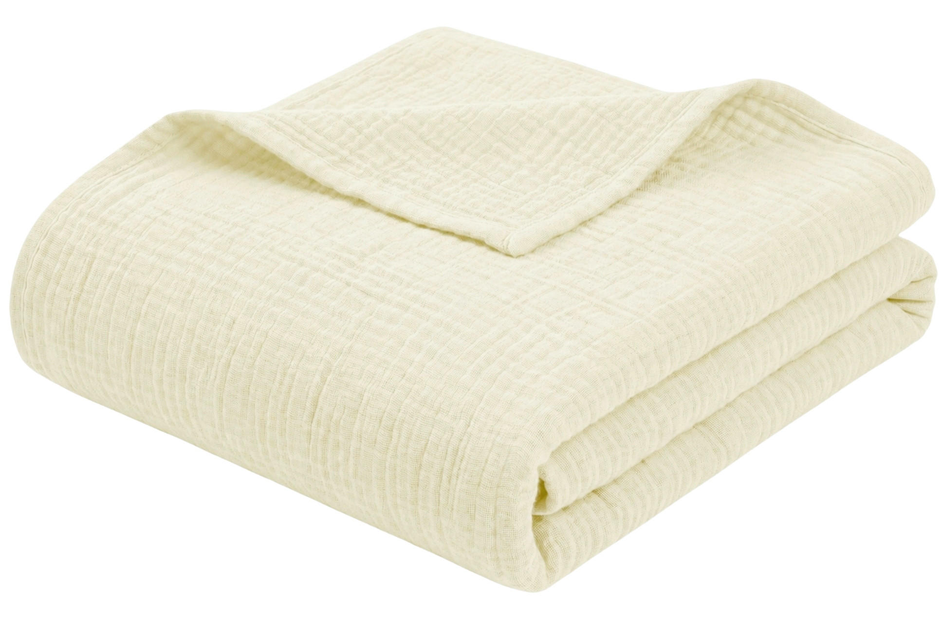 WOHNDECKE Musselin 150 x 200 cm, Leichte Kuscheldecke aus 100% Baumwolle - Nutzbar als Tagesdecke, Plaid oder Decke für Sofa, Couch & Bett - Creme - Creme, Textil (150/200cm) - Carpe Sonno
