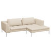 ECKSOFA mit breitem Ottomane - Webstoff - Chromfarben/Beige, Textil/Metall (244/170cm) - home24