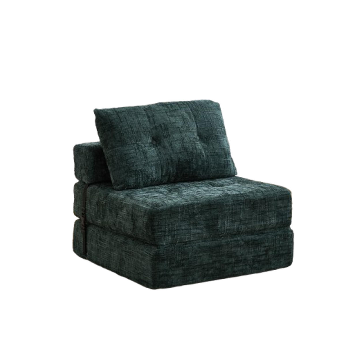 SCHLAFSESSEL Klappbares mit Kopf und Lumbalkissen Chenille Grün 79/180/18 cm - Dunkelgrün, Textil (79/57/79cm) - OKWISH