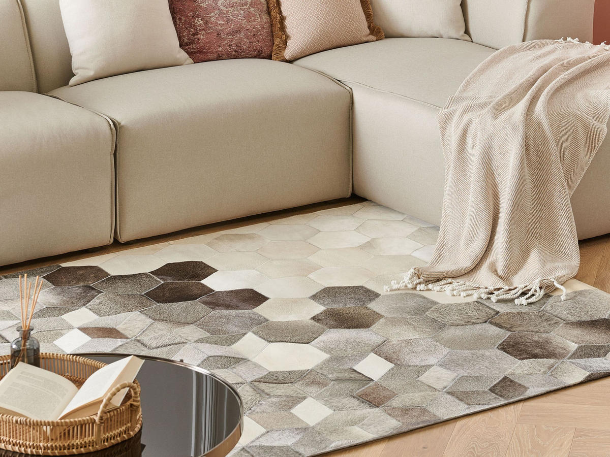 KURZFLOR-TEPPICH Sason 200/140 cm - Multicolor, Fell (140/200cm) - Beliani