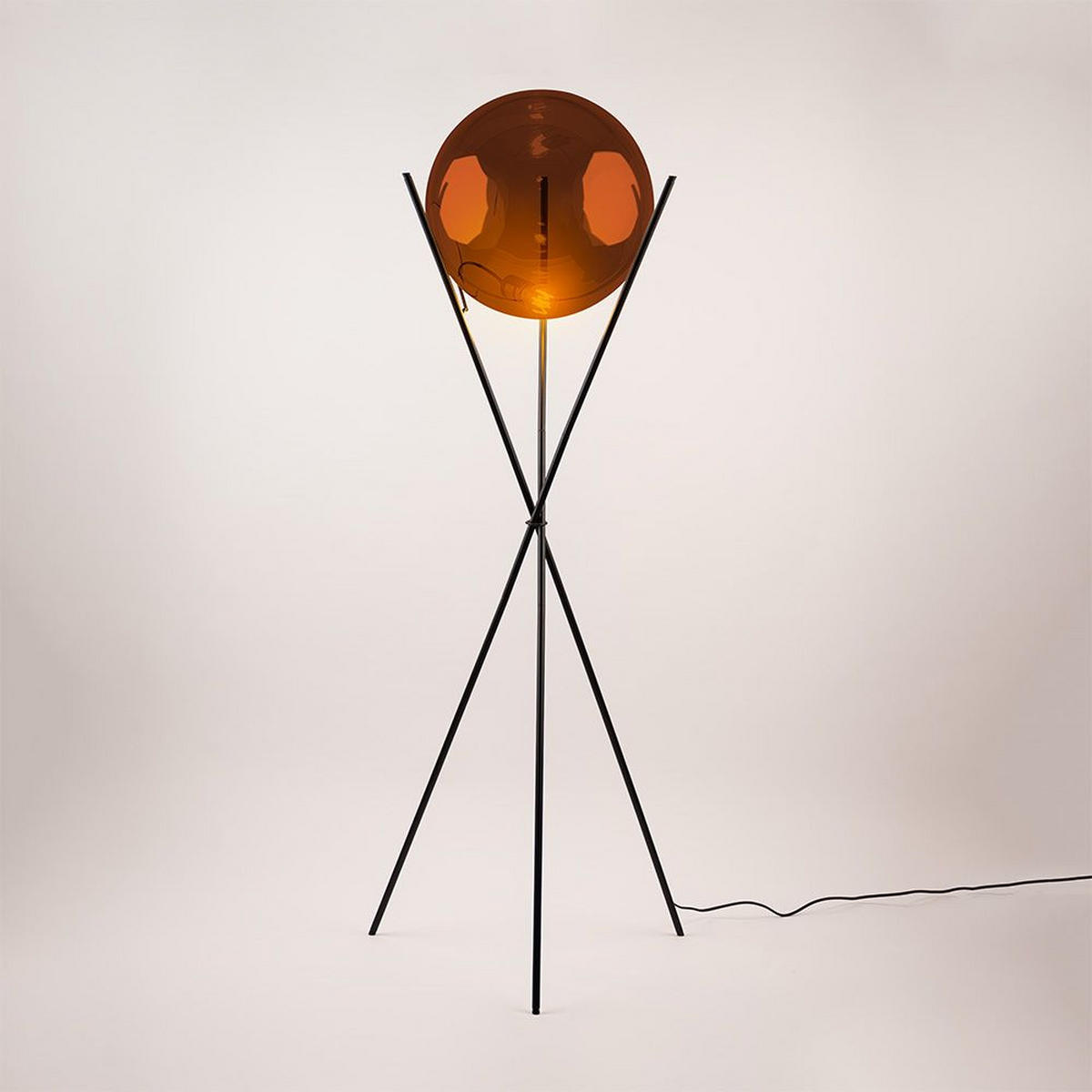 STEHLAMPE Orb Axis Braun/Schwarz - Braun, Glas (40/40/160cm) - s.luce