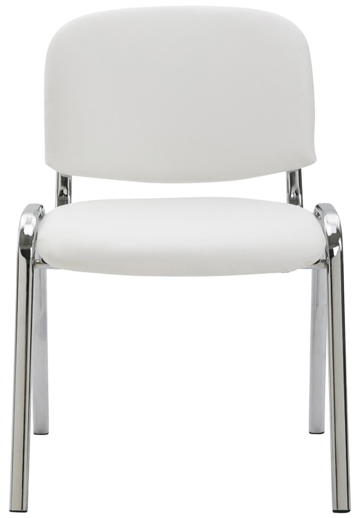BESUCHERSTUHL Lederlook weiß - Chromfarben/Weiß, Textil/Metall (54/79/48cm) - CLP
