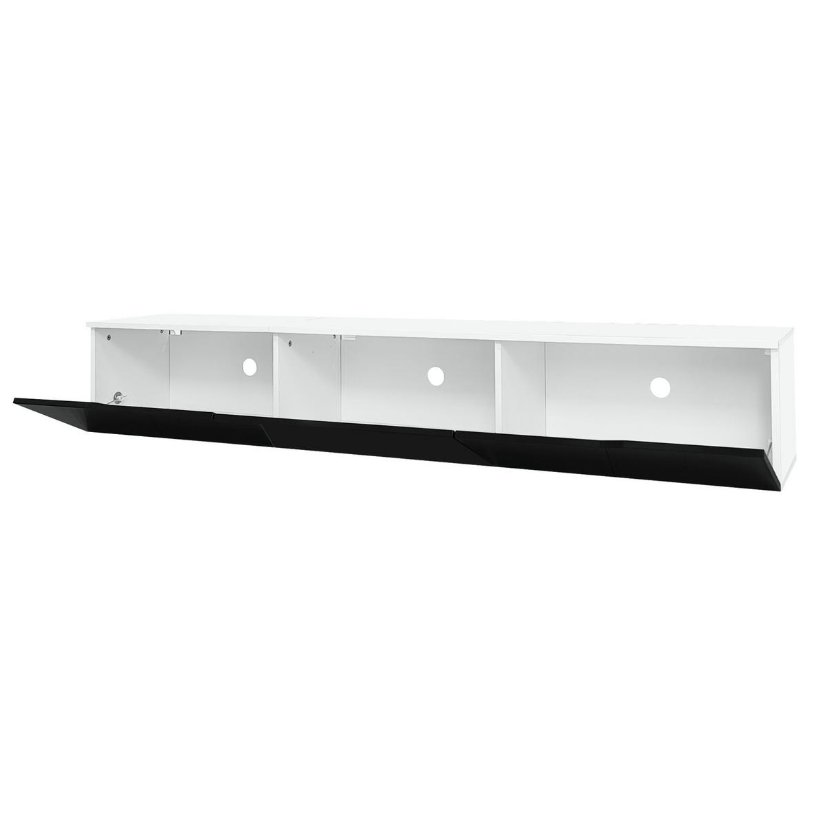 NÍZKÁ komoda, 180/35/30 cm, MDF a dřevotříska, černo-bílý, s LED osvětlením - černá, kompozitní dřevo (180/30/35cm) - BEAOK