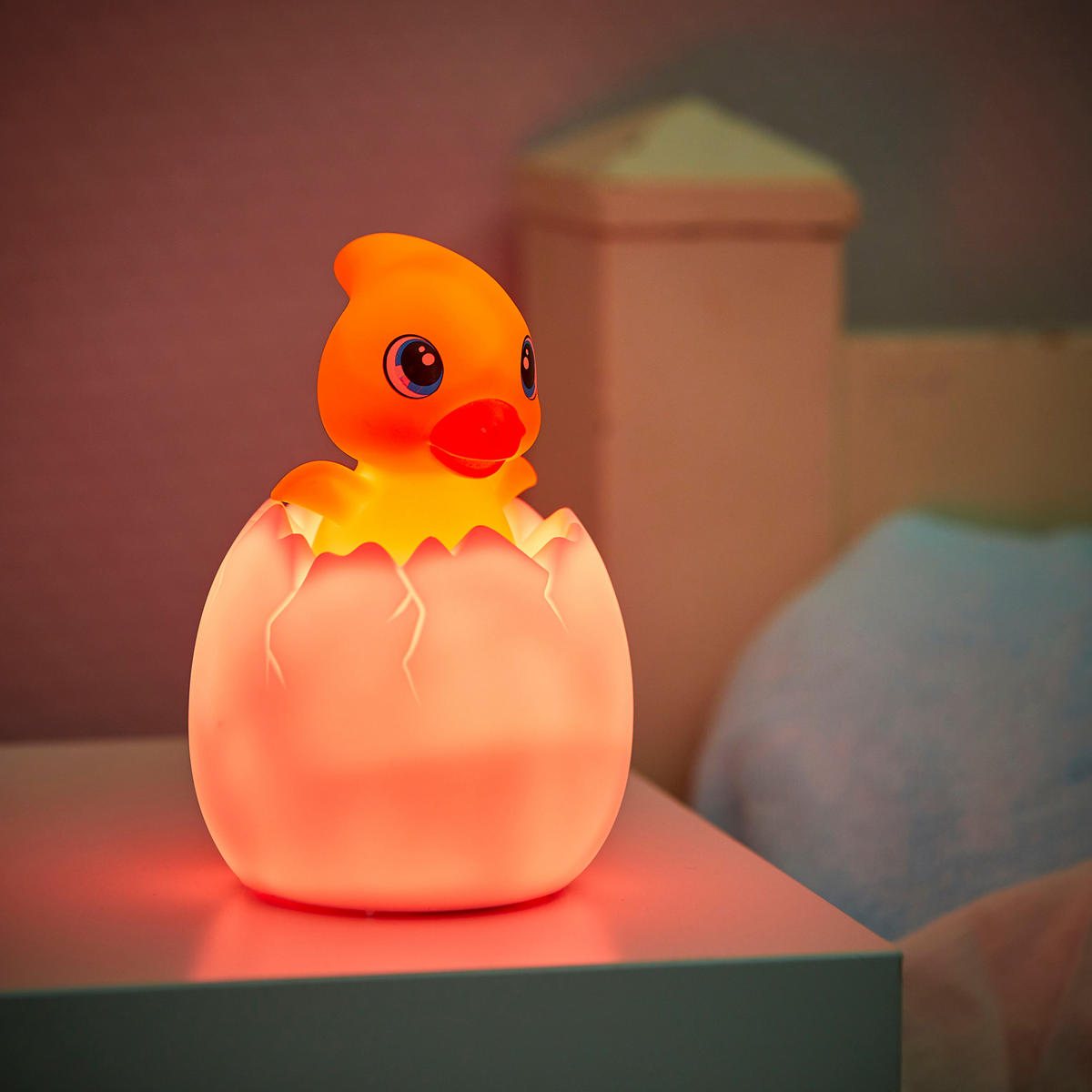 LED-AKKU-NACHTLICHT - mit Schlummermelodien, Fernbedienung und Farbwechsel für Kinder - Gelb, Kunststoff (8.5/8.5/13cm) - Northpoint