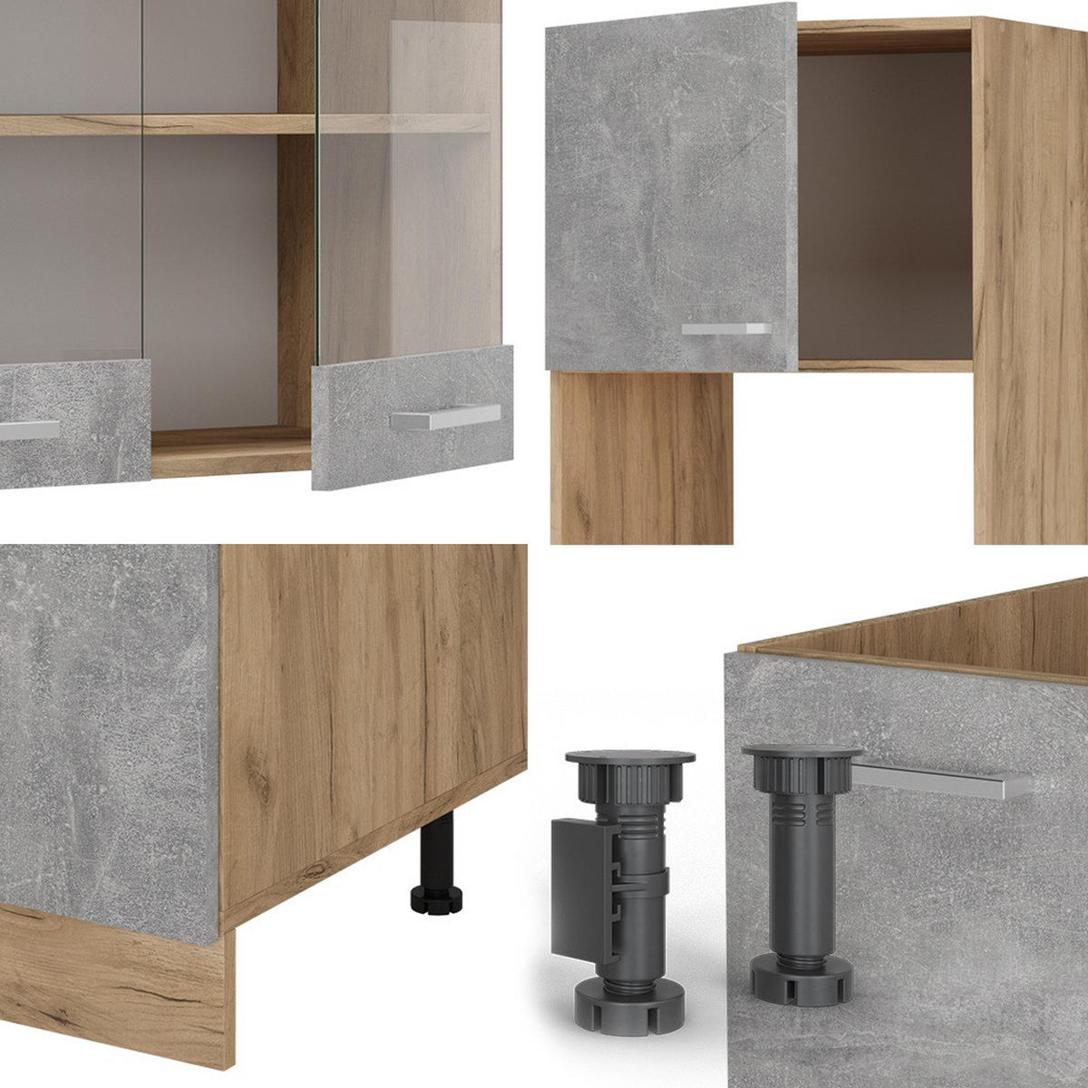 Honigeiche/Grau, Holzwerkstoff (247/81.6/60cm) - Vicco