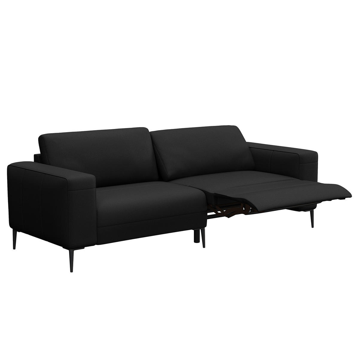 3-SITZER SOFA - Schwarz, Leder/Metall (225/77/88cm) - home24