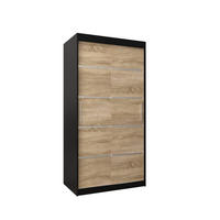 SCHWEBETÜRENSCHRANK 200/100/62 2-türig - Silberfarben/Schwarz, Holz/Kunststoff (100/200/62cm) - Abiks Möbel