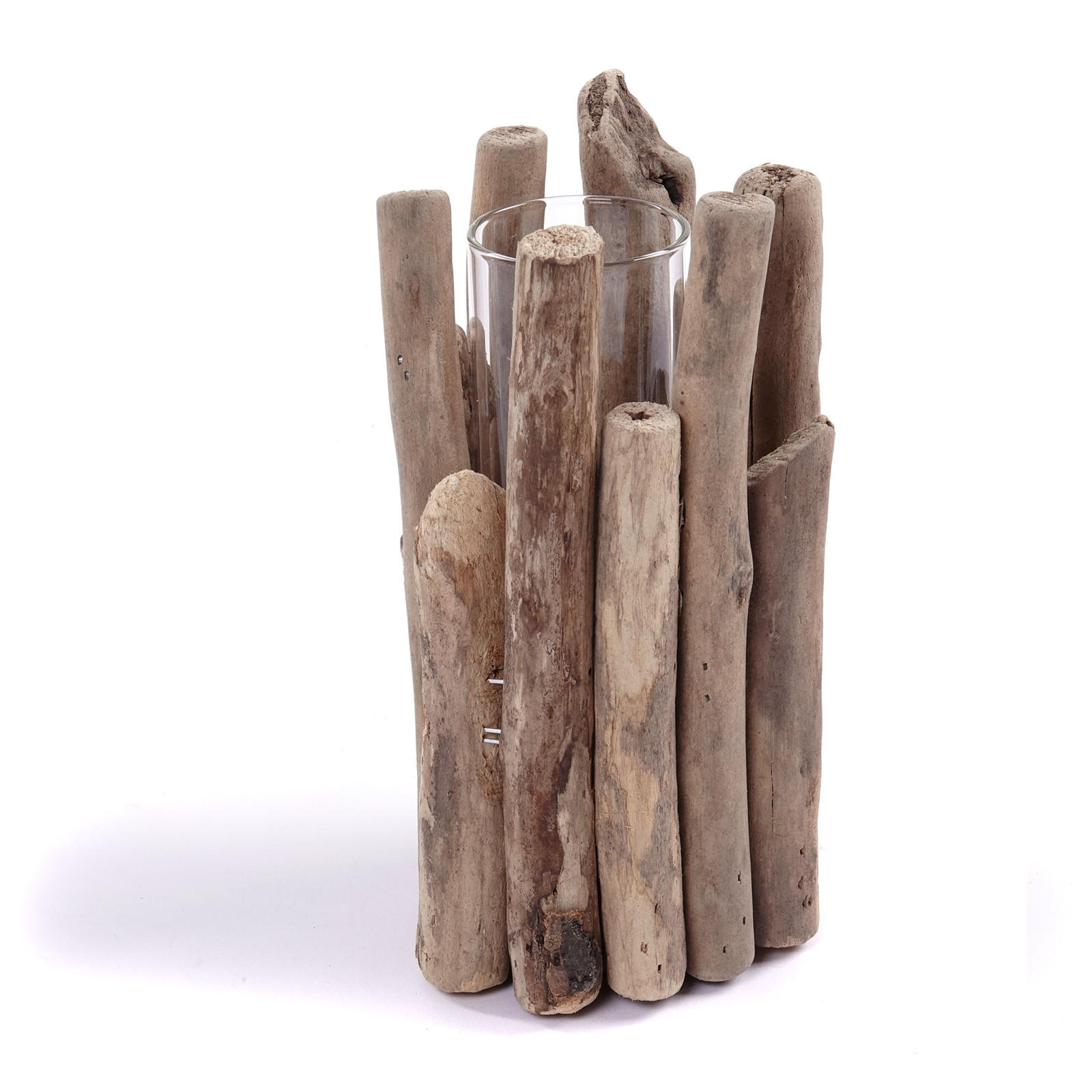 VASE Mira 22x11 cm, Treibholz, Glas naturfarben - Naturfarben, Holz (22cm) - DESIGN DELIGHTS