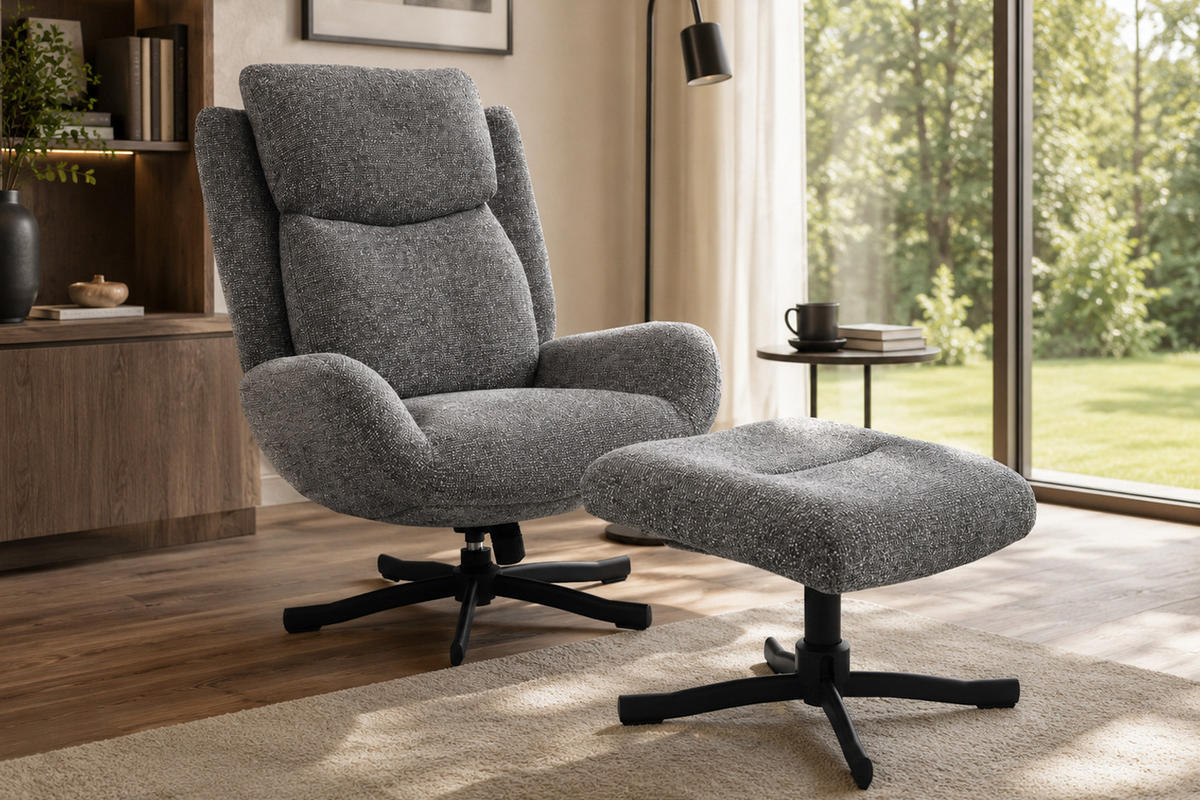 RELAXSESSEL Trani, Webstoff, Grau - Grau, Textil (75/100/93cm) - dasmöbelwerk
