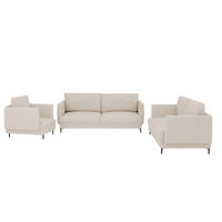 SOFASET Helmer 3-2-1 In Stoff Vibe - Creme, Holzwerkstoff/Textil (226/95/95cm) - Fun Möbel