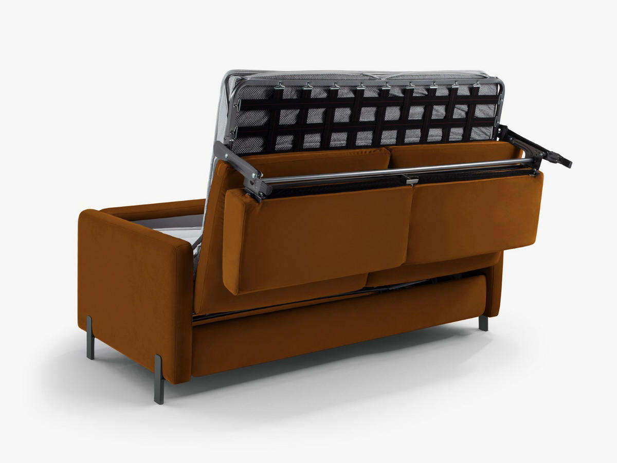 SOFA ausklappbar Gloria aus Samt braun 2 Sitzplätze - Braun, Textil (102/80/182cm) - Micadoni