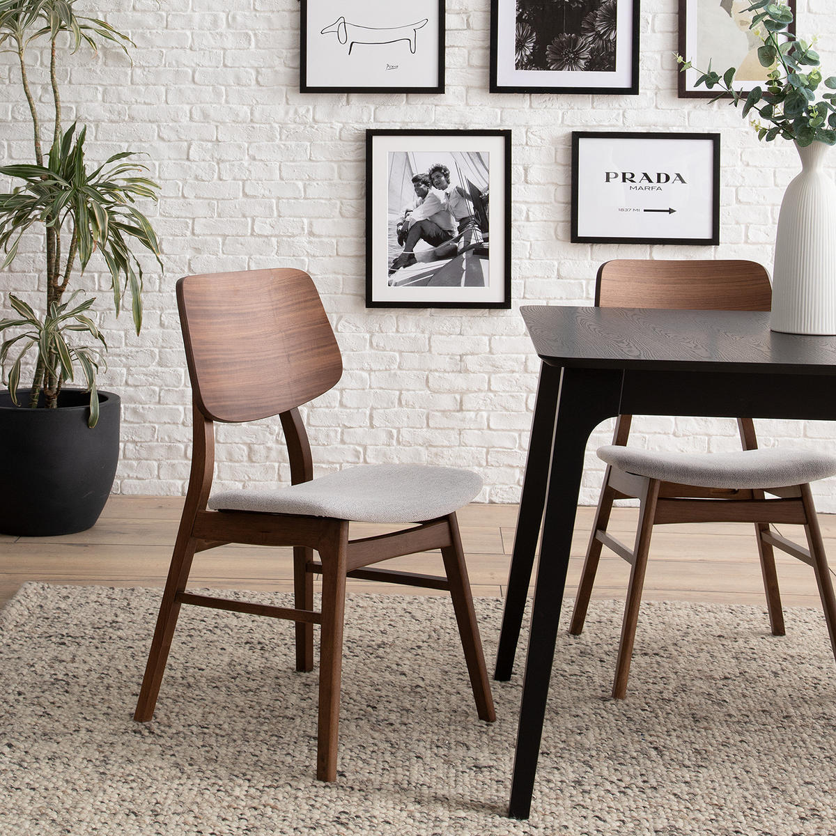 ESSZIMMERSTUHL - Webstoff / Gummibaum massiv - Hellgrau, Textil (47/81/53cm) - home24