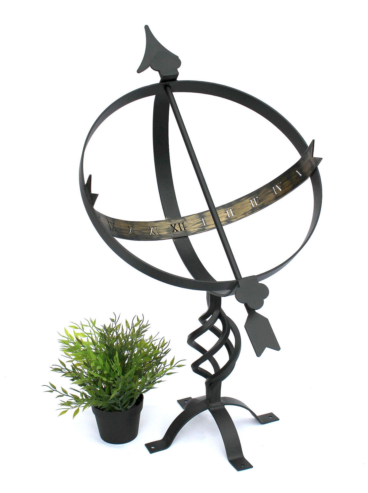 SONNENUHR Garten Metall Schwarz 70 cm - Schwarz, Metall (40/70/50cm) - DanDiBo