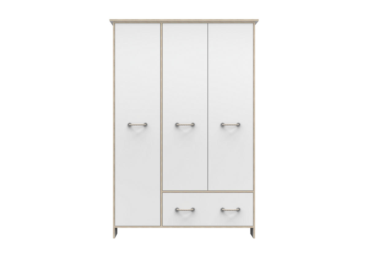 DREHTÜRENSCHRANK - Schrank Perseus 3D - Weiß, Holzwerkstoff (133/200/50cm) - Möblo
