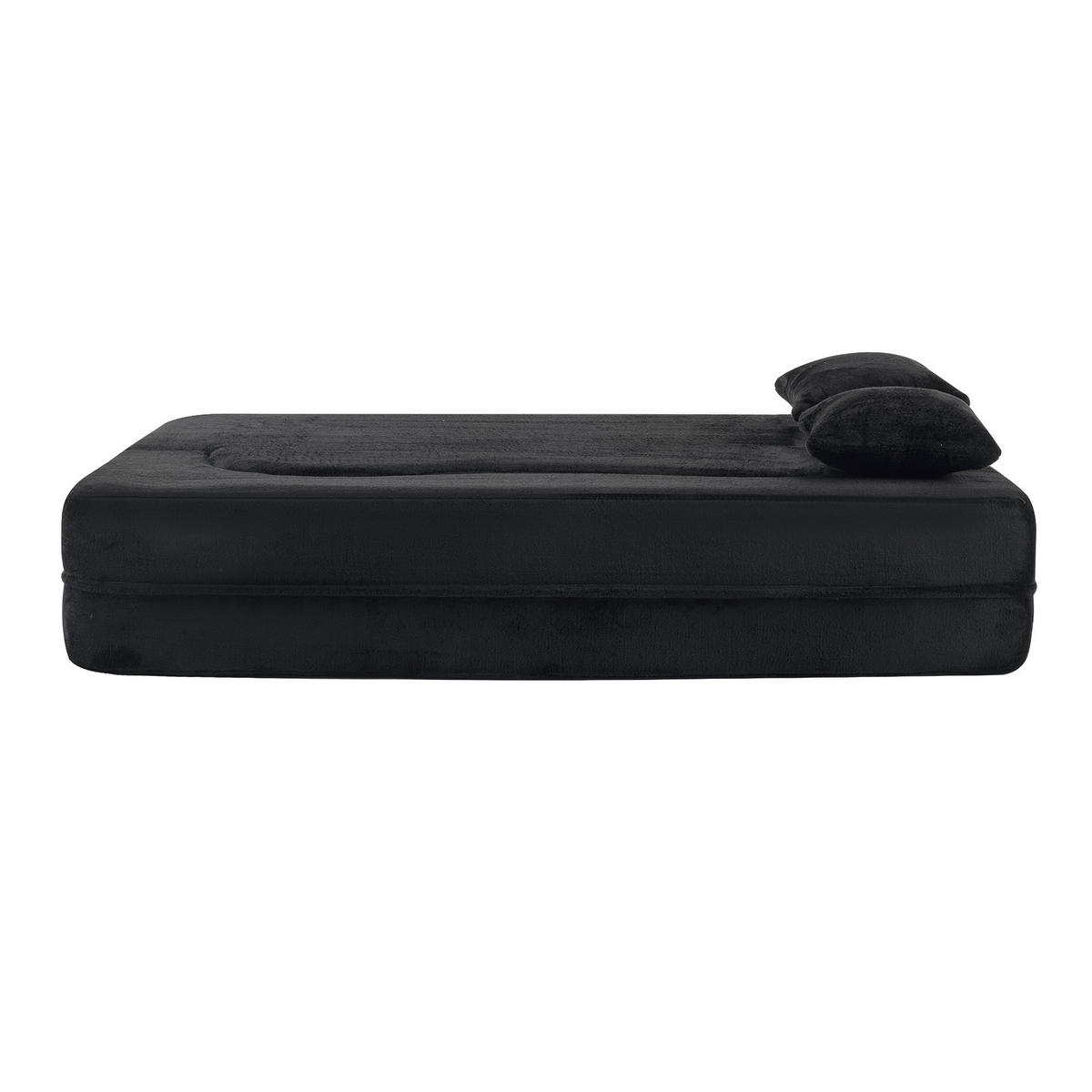SCHLAFSOFA 2-in-1 klappbar mit hochdichter Schaumstoffpolsterung und 2 Kissen, Schwarz - Schwarz, Kunststoff (180/70/55cm) - Redom