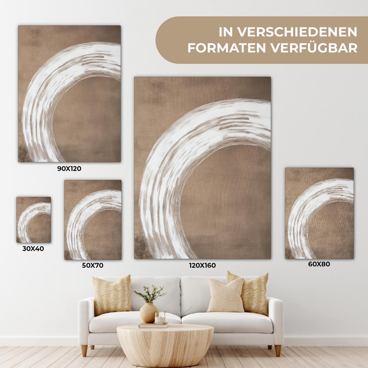 LEINWANDBILD Farbe - Braun - Japandi 30x40 cm - Kupferfarben, Textil (30/40cm) - MuchoWow