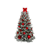 WEIHNACHTSBAUM geschmückt künstlich mit 85 Ornamenten RED CHRISTMAS 270 cm Baum mit Ständer und Weihnachtsornamenten - Rot/Weiß, Kunststoff (270cm) - LAALU