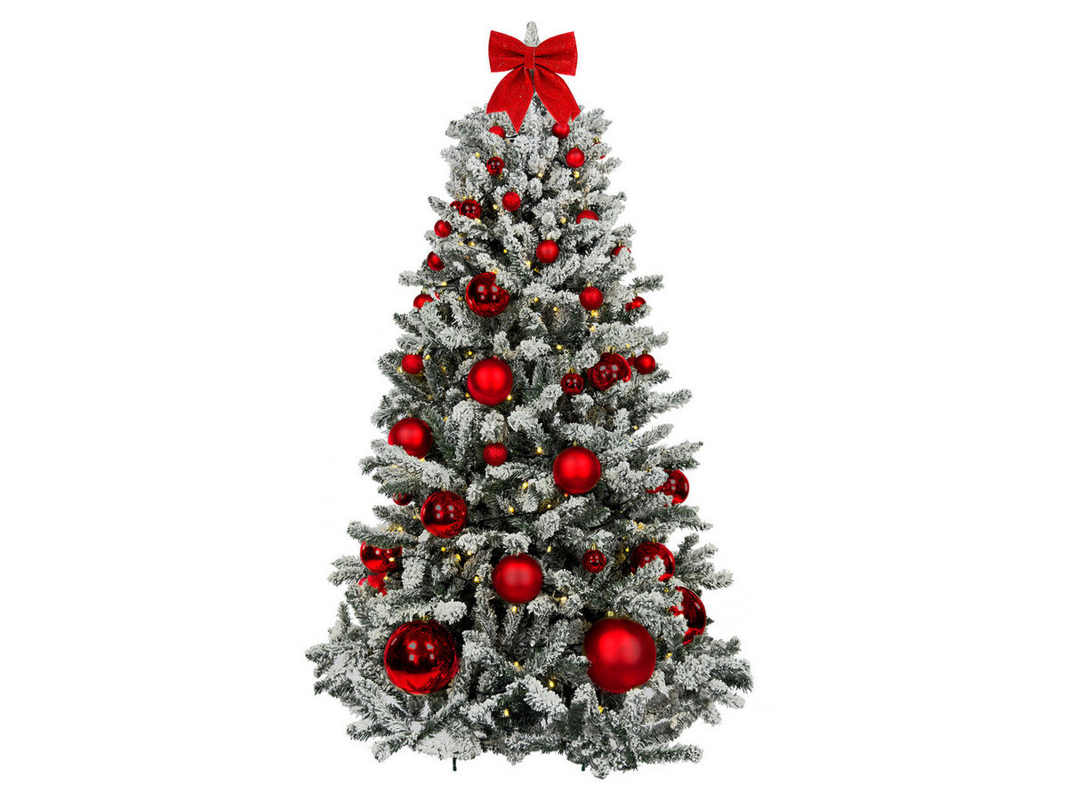 CHRISTBAUMKUGEL-SET 85 Stück in Luxus-Box RED CHRISTMAS für Weihnachtsbaum 240-270 cm - Rot, Kunststoff/Textil (55/50/75cm) - LAALU