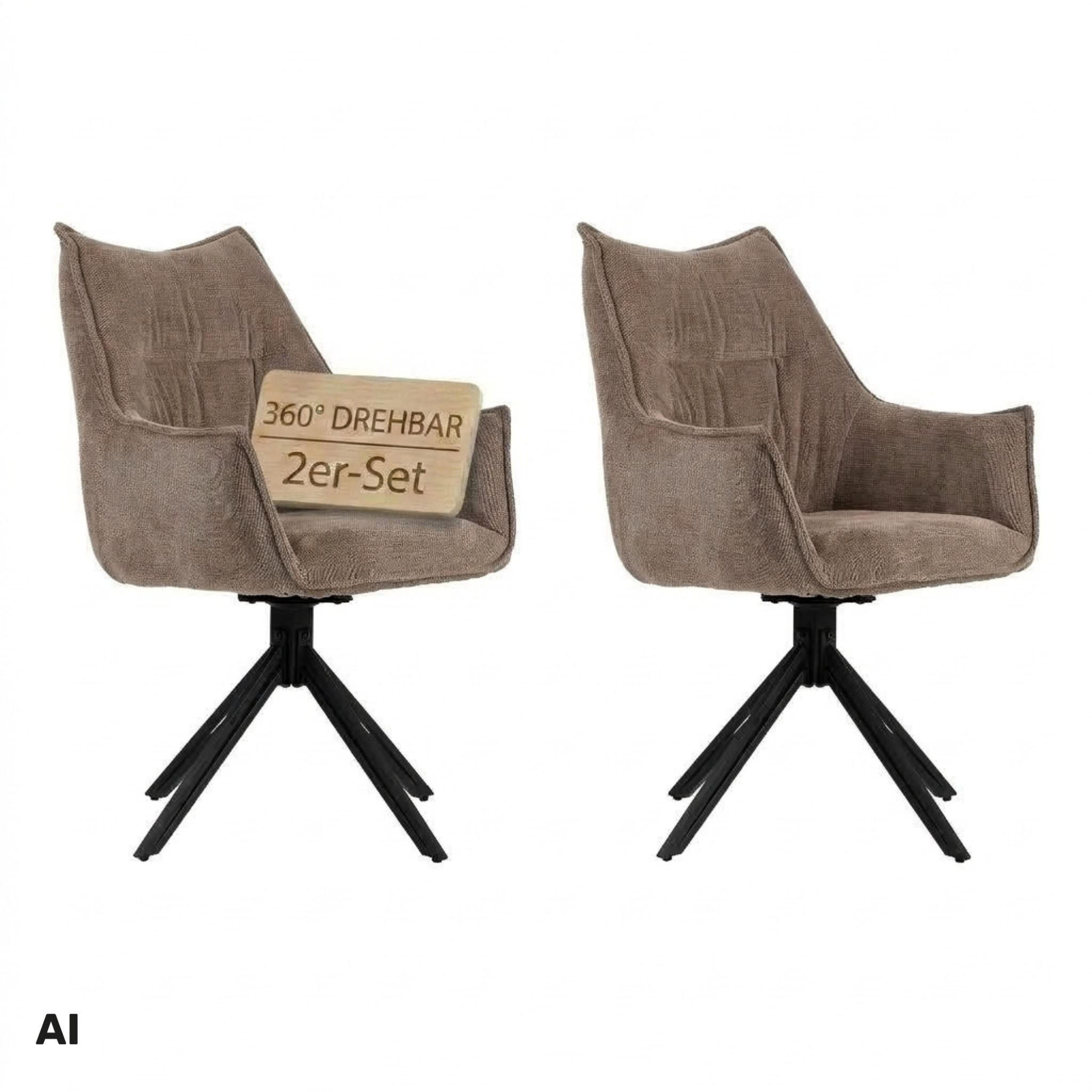 ESSZIMMERSTUHL Ginosa drehbar 2er-Set - Beige/Schwarz, Textil/Metall (62/90/66cm) - Mr. Deko