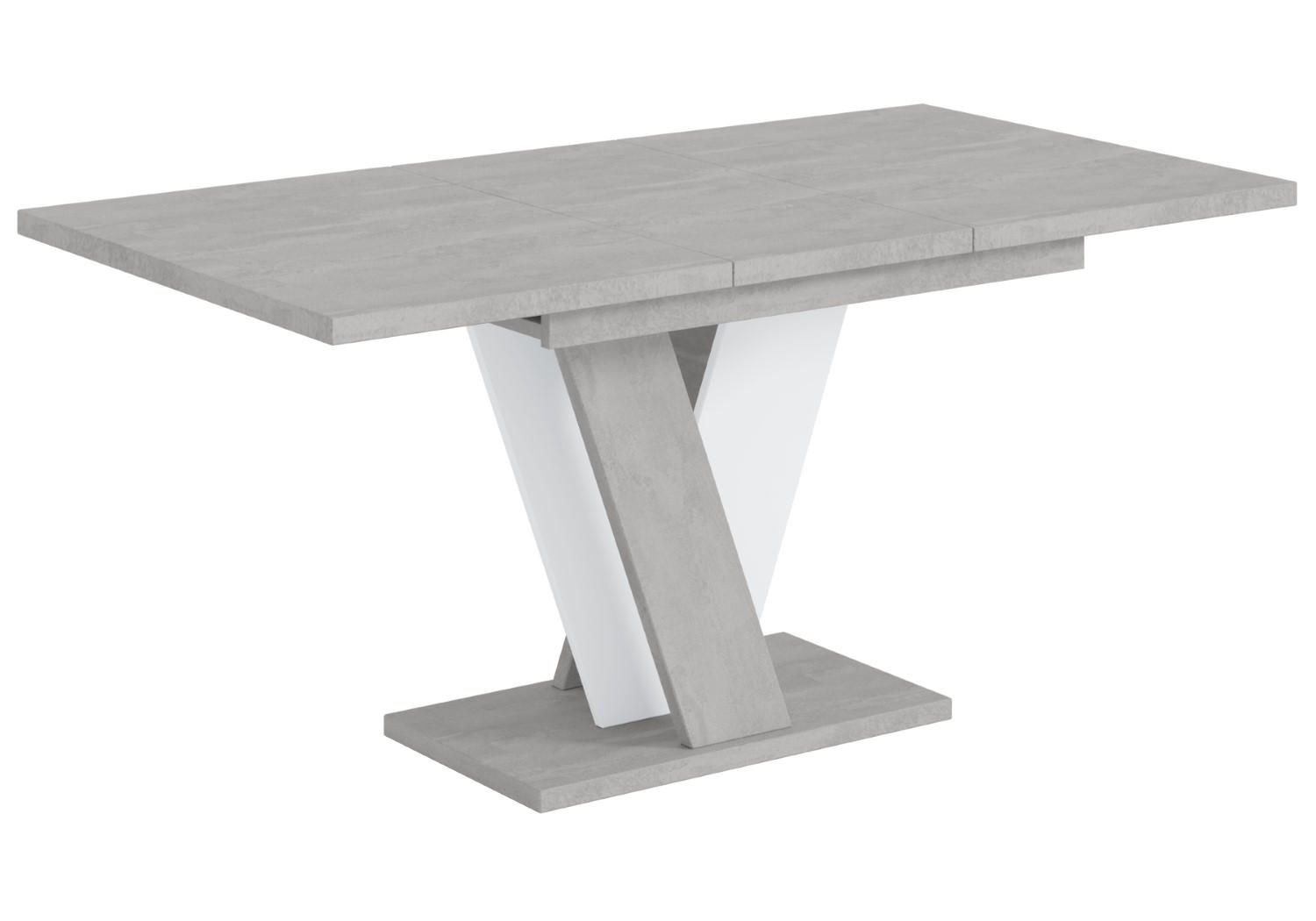 ALTDECOR VÝSUVNÝ jídelní stůl 120–160 × 90 × 75 cm – vzhled betonu K350/bílá – INEY