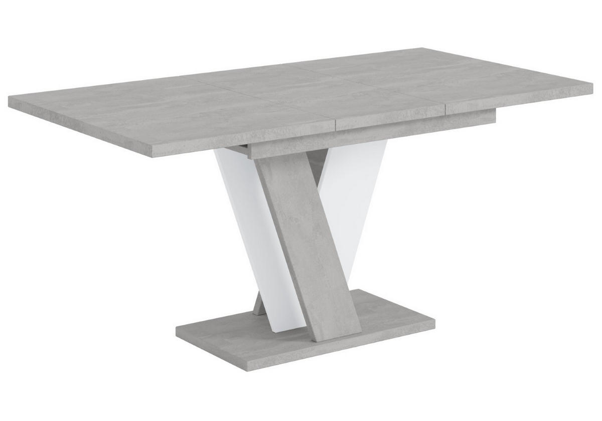 ESSTISCH ausziehbar 120 -160x90x75 cm - Betonoptik K350/Weiß - INEY - Weiß, Holzwerkstoff (120/90/75cm) - ALTDECOR