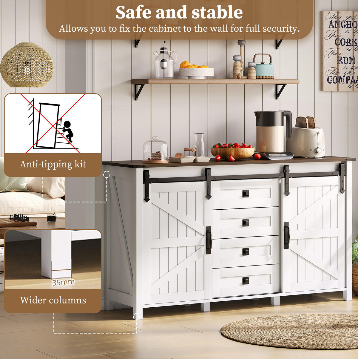 SIDEBOARD 137/40/81,5 cm aus MDF mit Schiebetüren Weiß - Weiß, Holzwerkstoff (137/81.5/40cm) - Modenvie