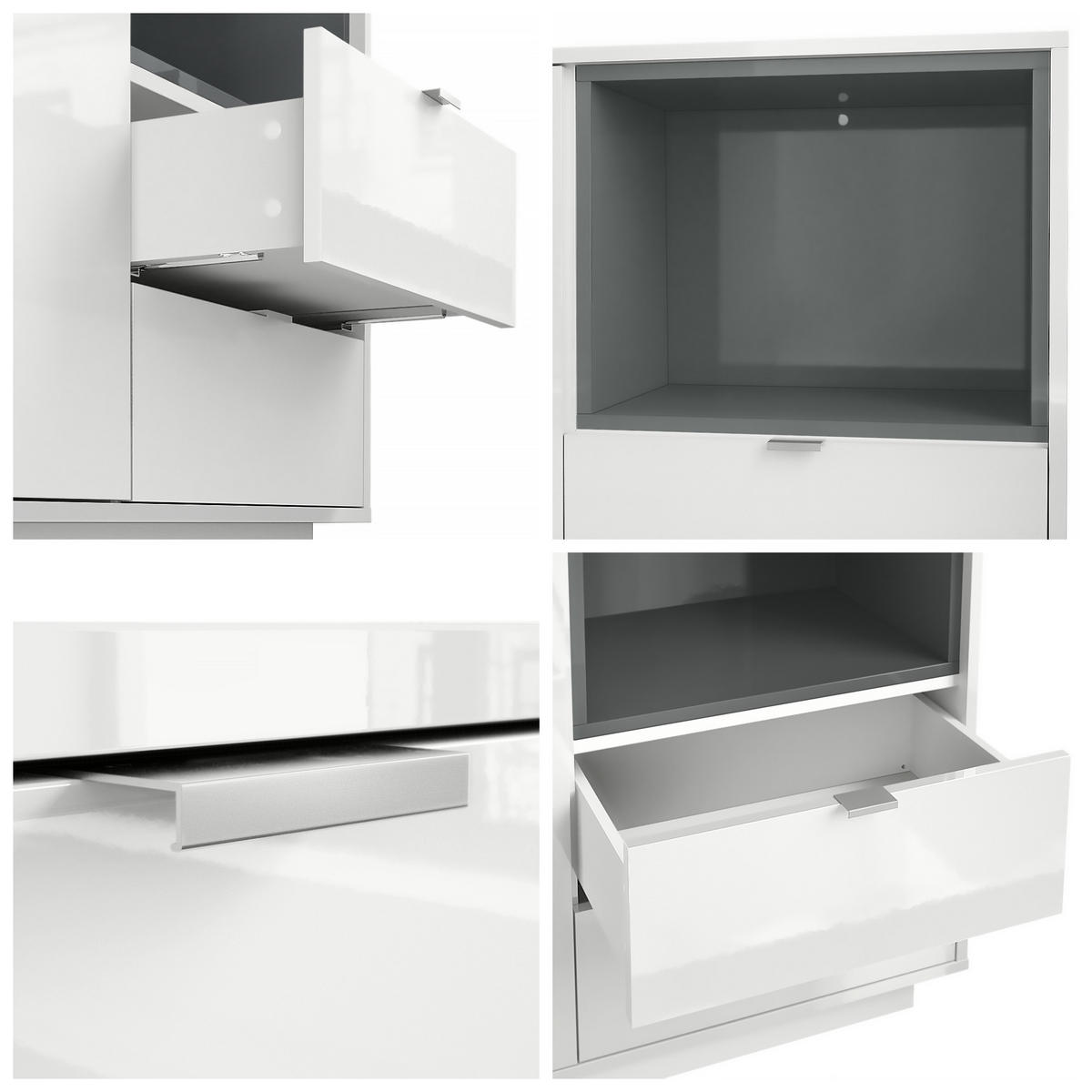 SIDEBOARD Metro Einsatz in Beton Oxid Optik - Hellgrau, Holzwerkstoff (153/88/38cm) - Vladon