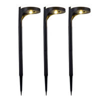 LED AUSSENLEUCHTE Schwarz Erdspieß 3er Set - Schwarz, Kunststoff (11/11/45cm)