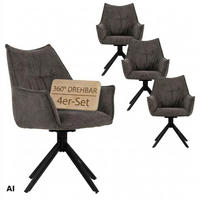 ESSZIMMERSTUHL Ginosa drehbar 4er-Set - Schwarz/Grau, Textil/Metall (62/90/66cm) - Mr. Deko