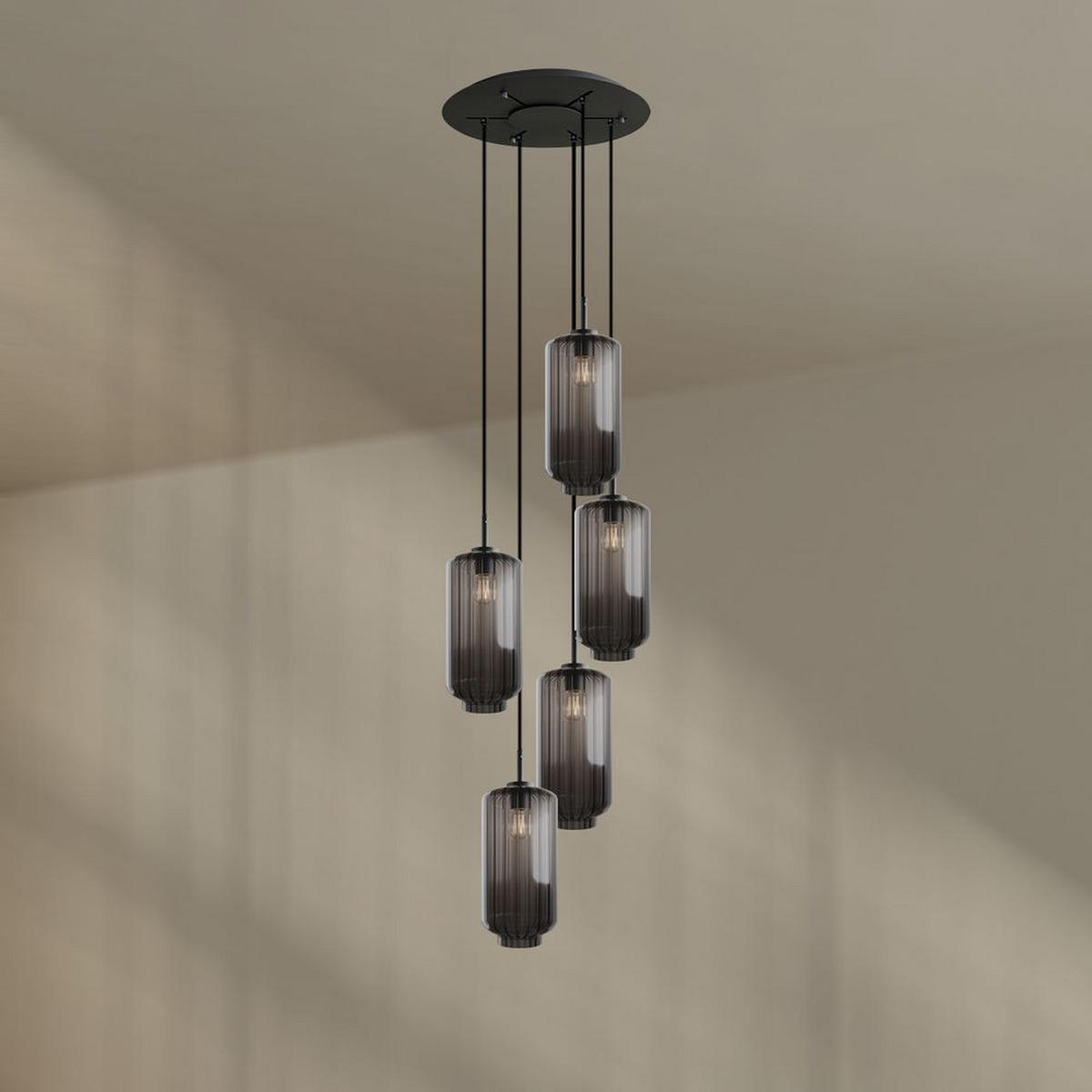 GALERIELEUCHTE Velo 5-flammig Rauch Ø 18cm - Anthrazit/Schwarz, Glas (18/18/33cm) - s.luce