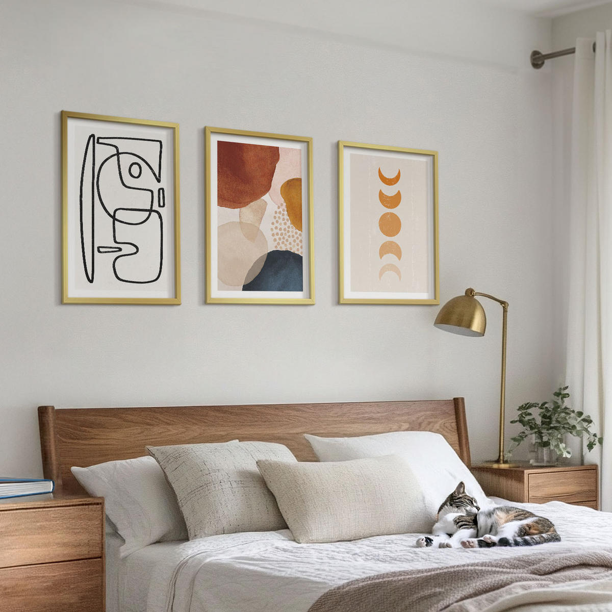 BILDER SET 3er Set - 40x60 cm Goldrahmen - Abstrakte Farbdekorationen - Goldfarben, Kunststoff (40/60cm) - TULUP