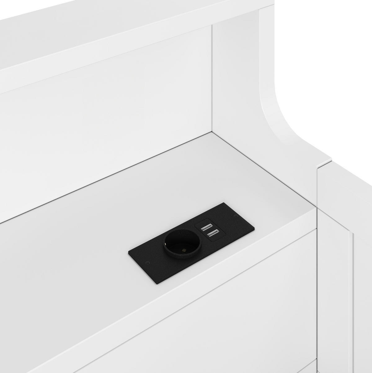 HOCHBETT 90/200 cm, Weiß mit 3 Schubladen, Schreibtisch und LED-Licht - Weiß, Holzwerkstoff (90/200cm) - MIVRAY