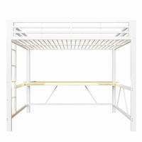 HOCHBETT 90/200 cm Weiß mit LED-Beleuchtung, USB-Ladestation und Schreibtisch - Weiß, Metall (90/200cm) - Oxeza