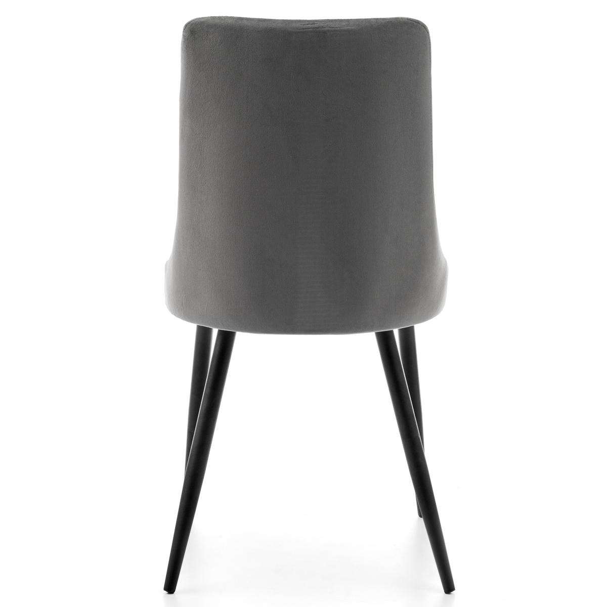 STUHL UNO gepolstert - grau - Samt Velours - Schwarz/Grau, Textil/Metall (48/95/57cm) - NEW HOME