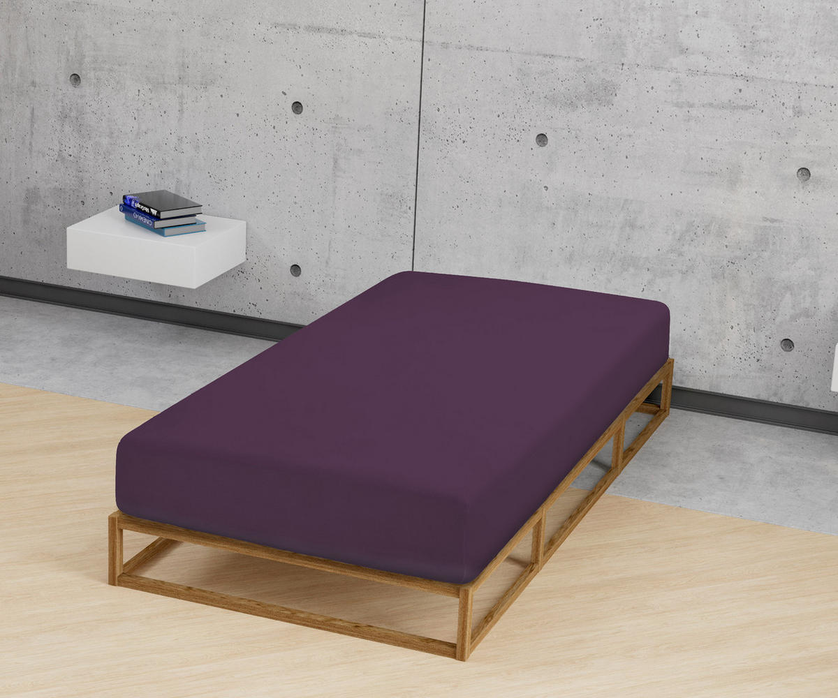 SPANNBETTTUCH Jersey dunkel violett, 120x200 cm - 130x220 cm - Violett, Textil (130/220cm) - biberna