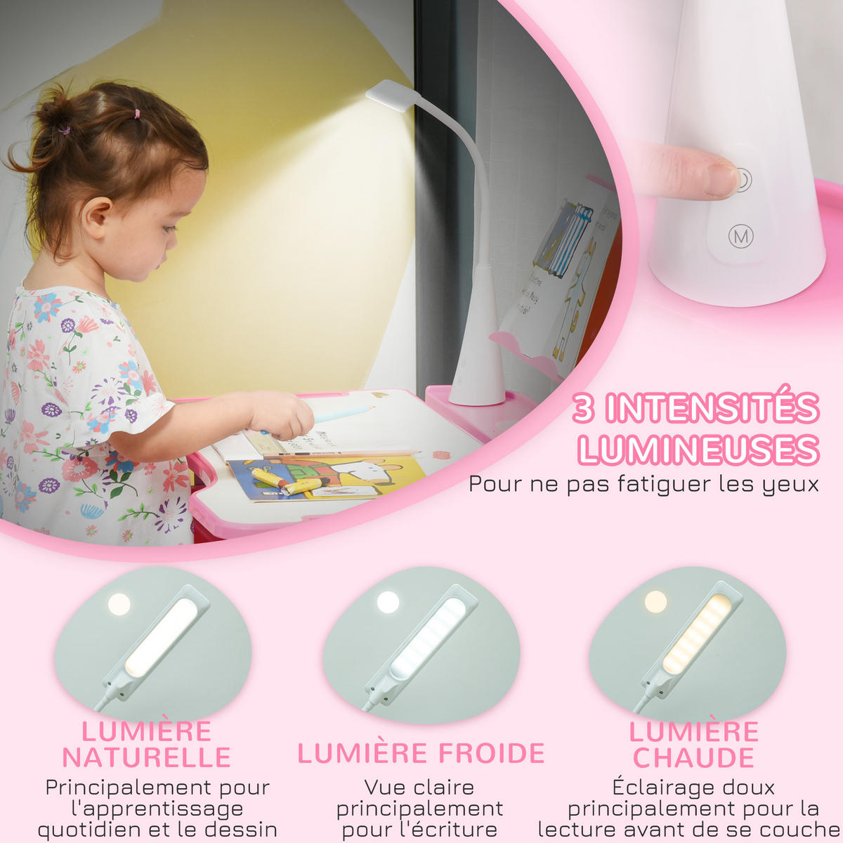 SCHREIBTISCH-SET DE-17538 Rosé - Pink, Metall (70/105/50cm) - ComfortXL