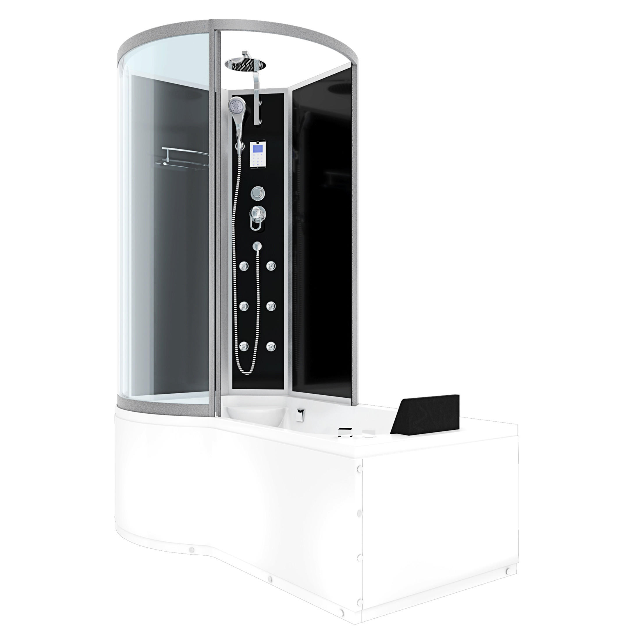 WHIRLPOOL Wanne Duschkabine sw K50-R31-WP-EC 100x1 - Schwarz, Glas/Kunststoff (170/225/98cm) - AcquaVapore by Sandra Jentho