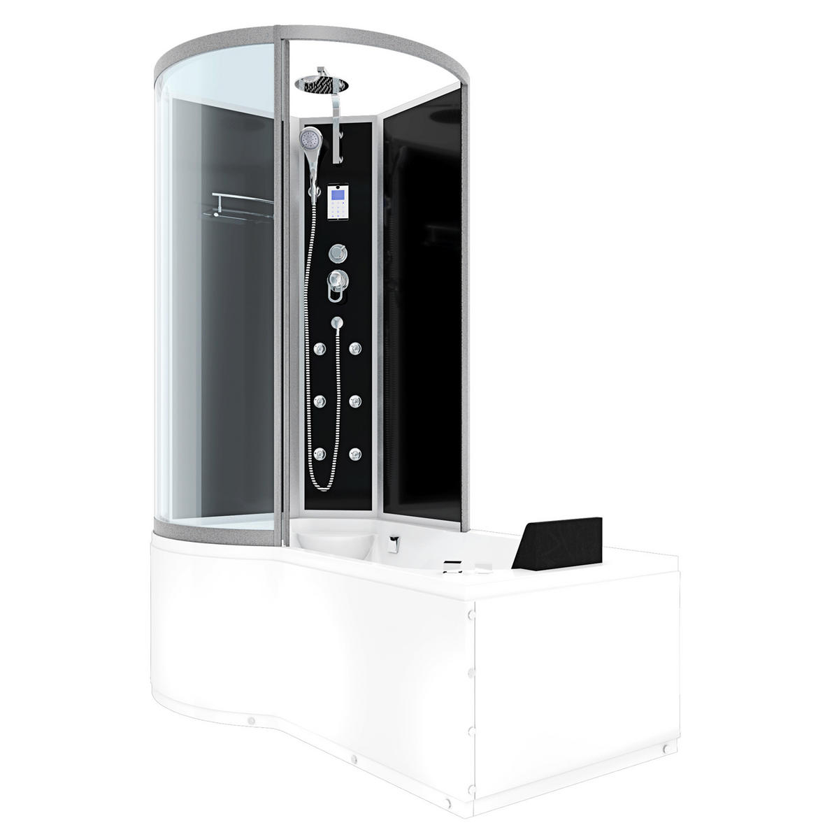 WHIRLPOOL Wanne Duschkabine sw K50-R31-WP-EC 100x1 - Schwarz, Glas/Kunststoff (170/225/98cm) - AcquaVapore by Sandra Jentho