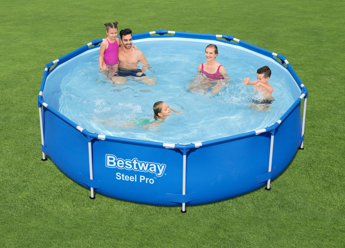 POOL Timm rund Blau 76x305x305cm - Blau, Kunststoff (305/76/305cm) - DELUKE