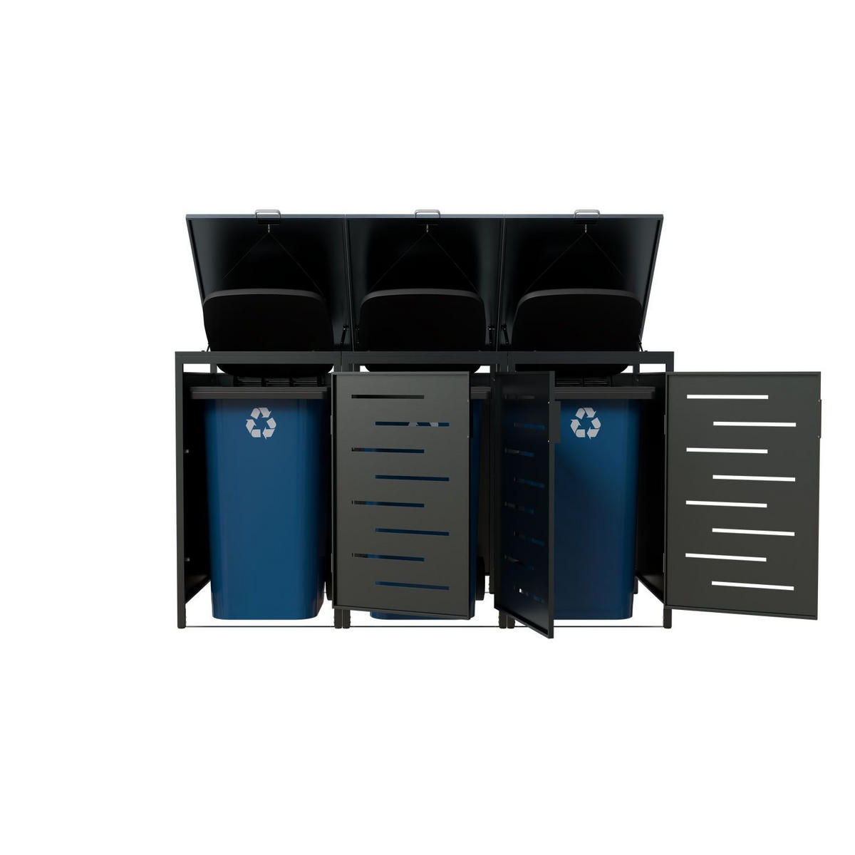 MÜLLTONNENBOX Arel 3er-Set - Anthrazit, Metall (204/120/80cm) - Juskys