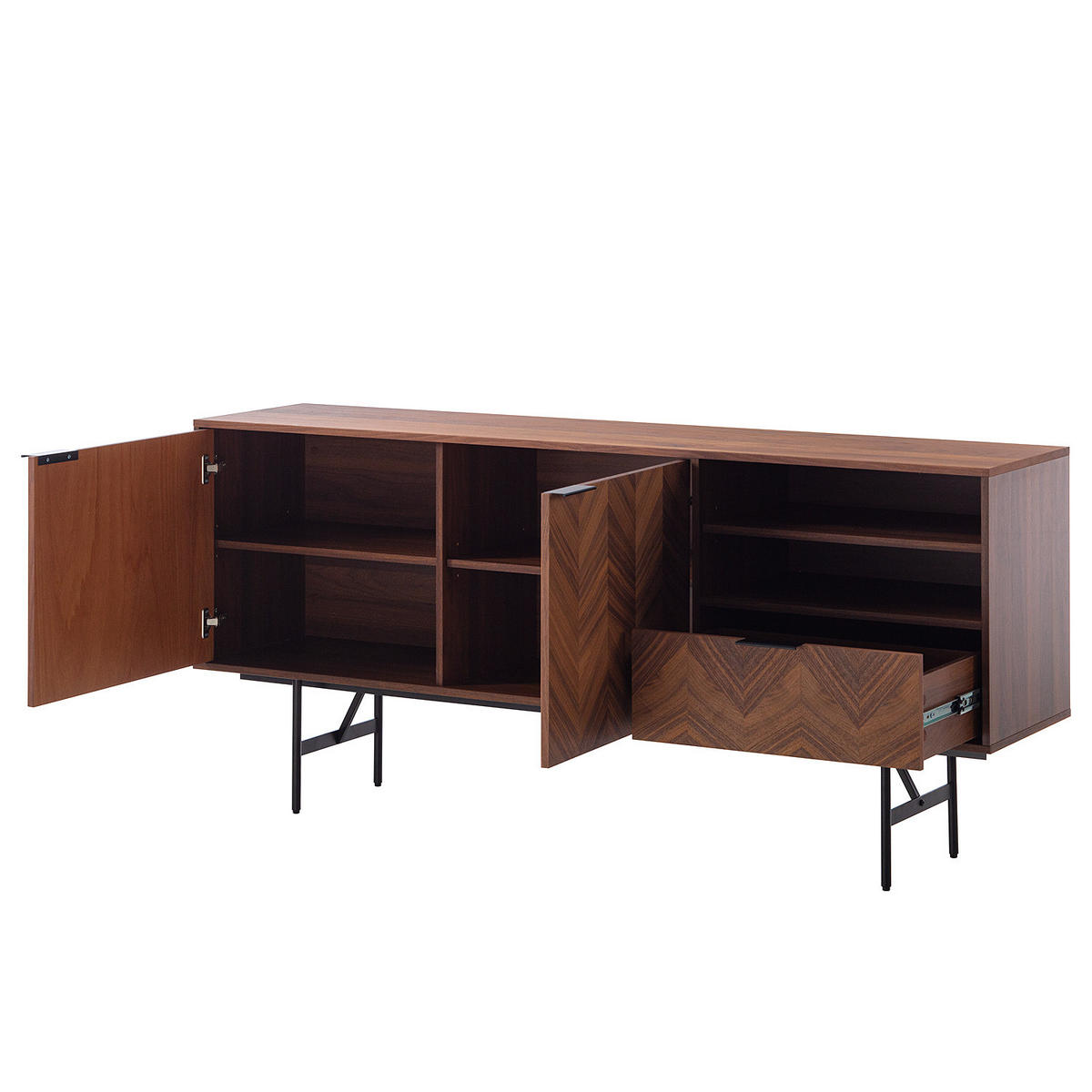 SIDEBOARD - Echtholzfurnier - Walnuss - Walnussfarben, Holzwerkstoff (180/80/40cm) - home24