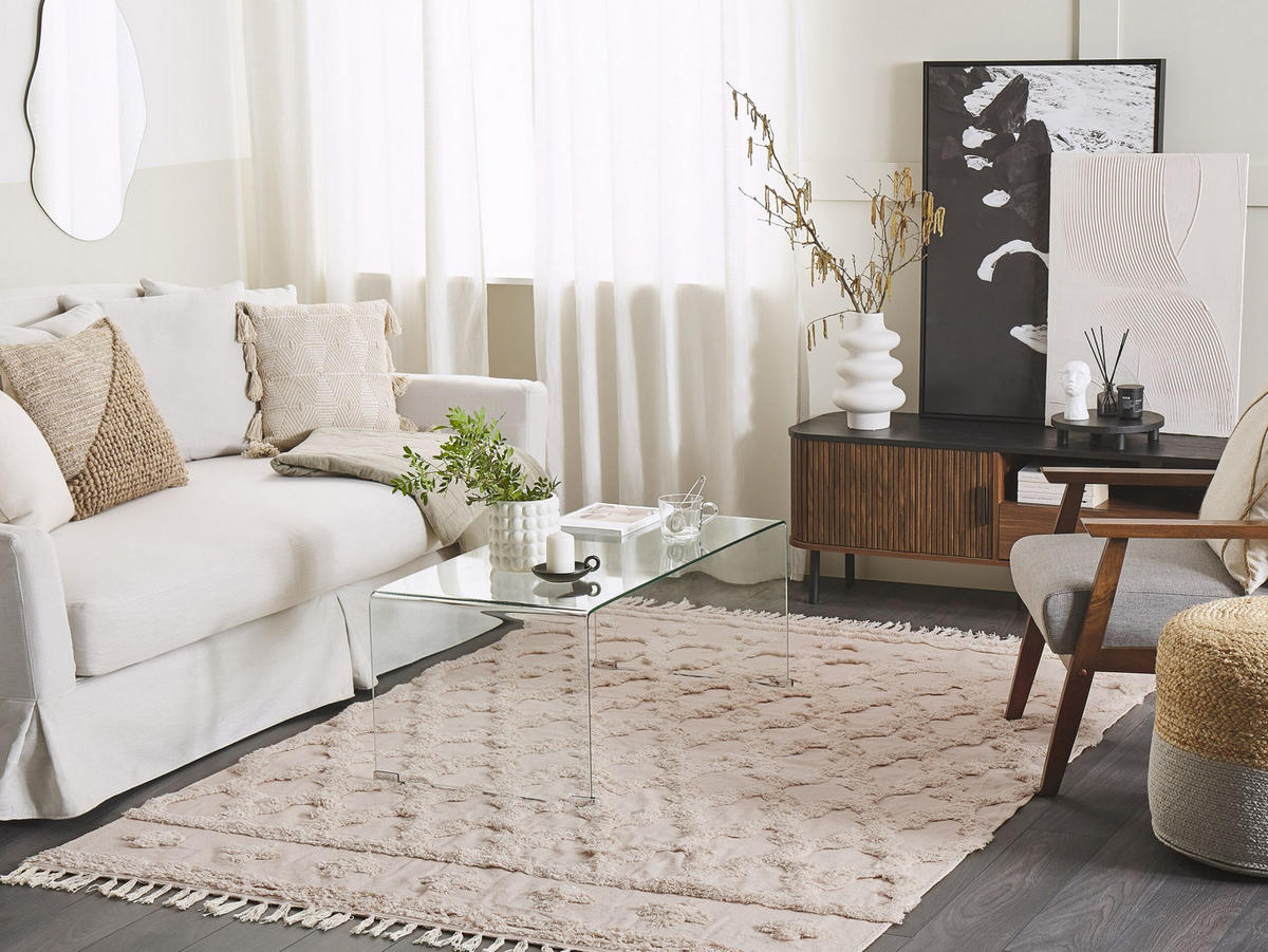 KURZFLOR-TEPPICH Suluova 200/140 cm - Beige, Textil (140/200cm) - Beliani