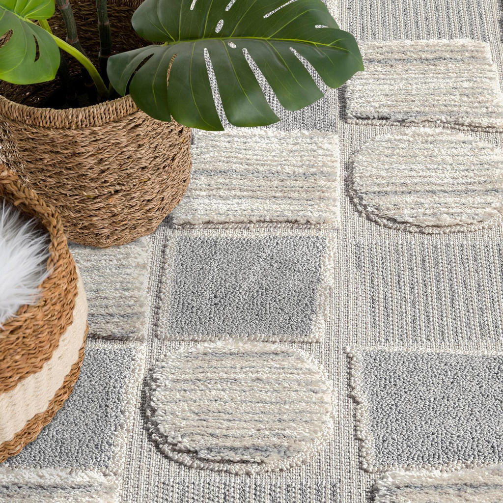 Thumbnail - carpet city Kurzflor-Teppich, Grau, Blau, Creme, Textil, Grafikmuster, Rechteckig, 160x230 cm, Oeko-Tex® Standard 100, f...